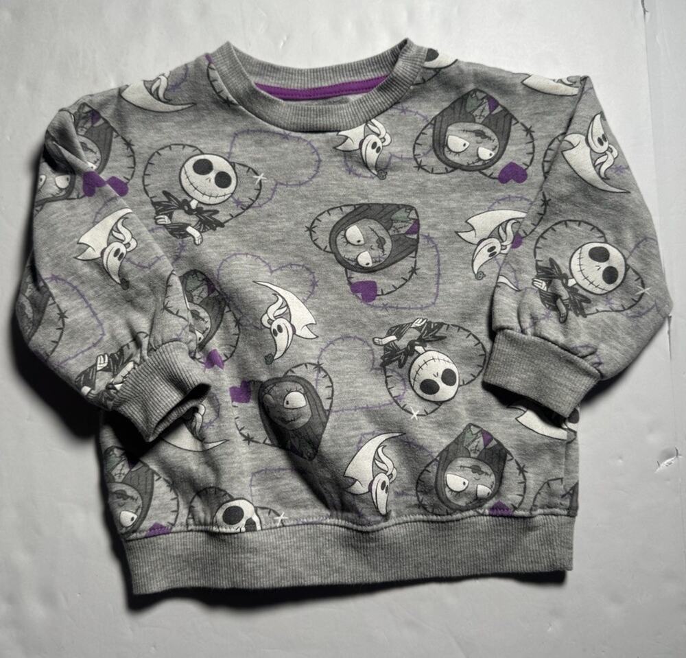 Disney Nightmare Before Christmas Sweatshirt 2T Jack Sally Zero Toddler Gray